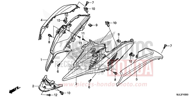 CARENAGE LATERAL von NC750X "Meca" CANDY ARCADIAN RED (R305) von 2014
